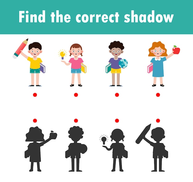 Shadow Matching Game for kids Visual game for kid find the correct Shadow Instructional media