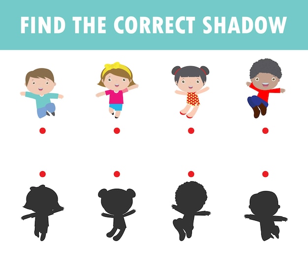 Shadow Matching Game for kids. Visual game for kid find the correct Shadow