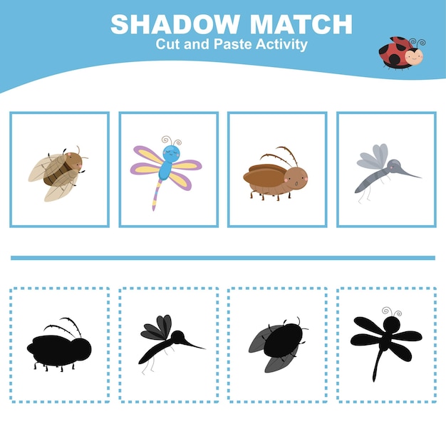 Shadow matching worksheet for children Printable activity sheet for kid