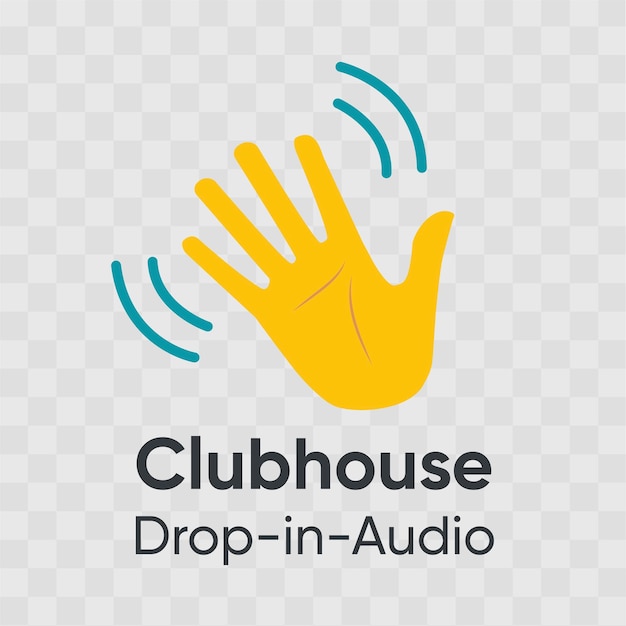 Vector shaking hand icon for clubhouse app. yellow hand on transparent background.