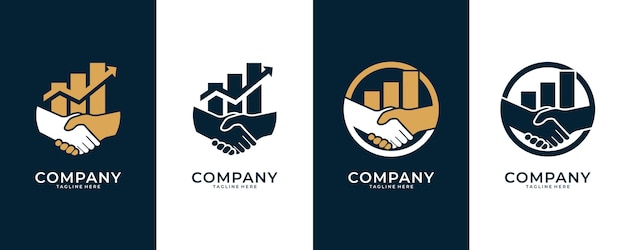 Shaking hands and level logo design, good use for financial and business consulting logo