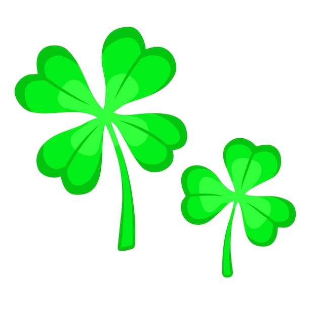 Shamrock and fourleaf clover symbol of St Patrick's Day and good luck attributes of the Irish holiday Vector illustration