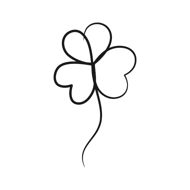 Shamrock leaf continuous one line art design