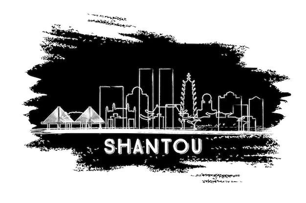 Shantou China City Skyline Silhouette Hand Drawn Sketch Shantou Cityscape with Landmarks