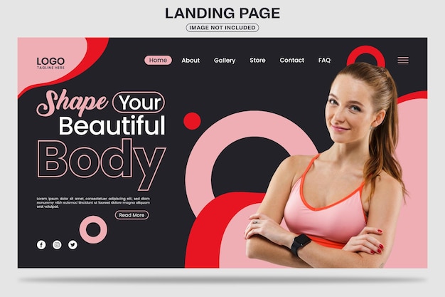 Shape Your Beautiful Body Fitness Gym Landing Page Template Design