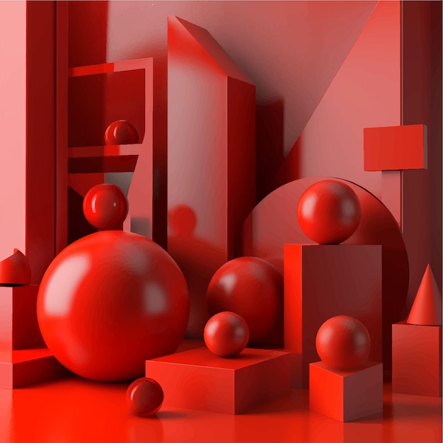 Vector shapes threedimensional sphere geometry render minimal mockup podium balance futuristic 3