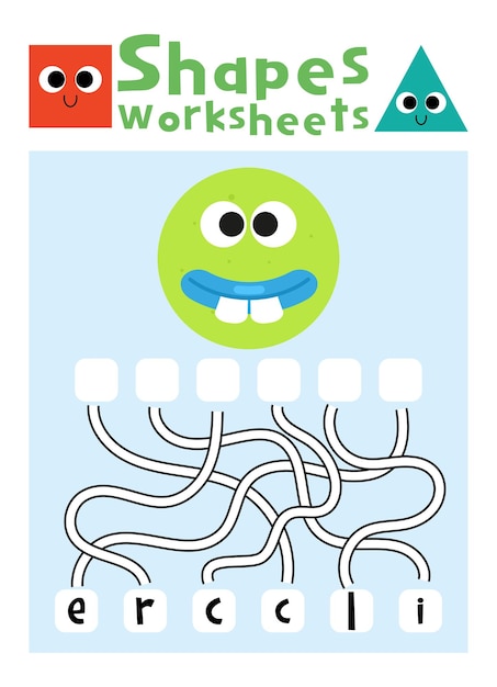 Shapes worksheet for kids. Shapes activity sheet for kids.
Shapes puzzle page for kids.