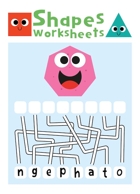 Shapes worksheet for kids. Shapes activity sheet for kids.
Shapes puzzle page for kids.