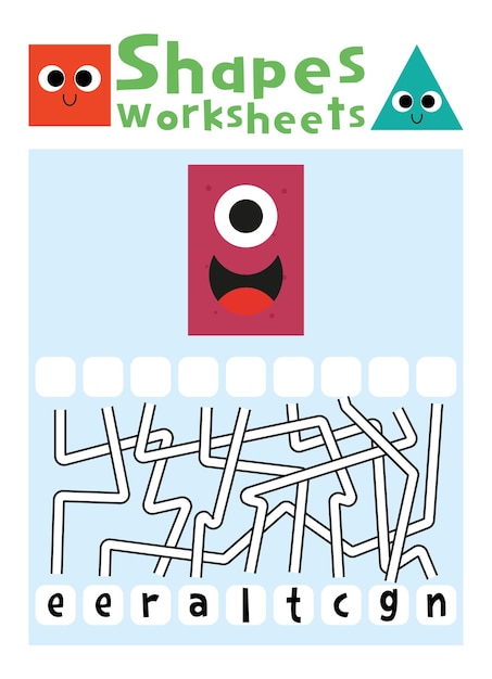 Shapes worksheet for kids. Shapes activity sheet for kids.
Shapes puzzle page for kids.