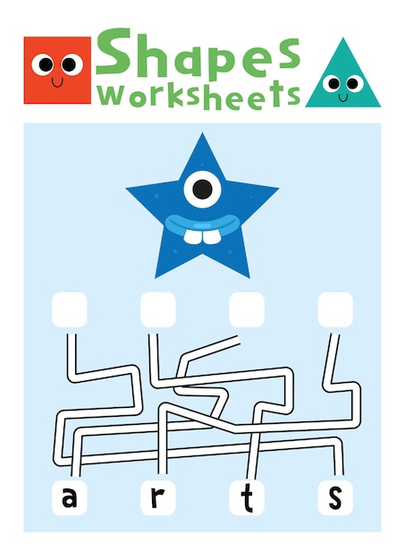 Shapes worksheet for kids. Shapes activity sheet for kids.
Shapes puzzle page for kids.