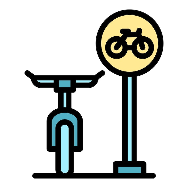 Vector share bike icon outline vector parking bicycle public transport color flat