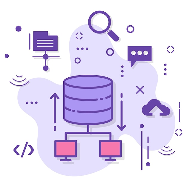 Shared DB Machine hybrid network stock illustration Centralized database server transmission Concept