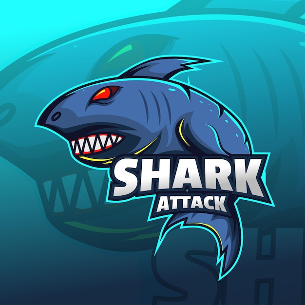 Shark attack esport logo illustration