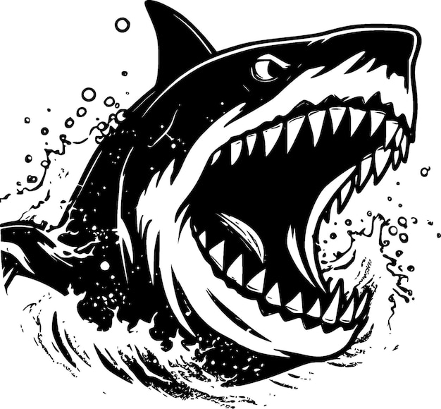 Shark Black and White Vector illustration