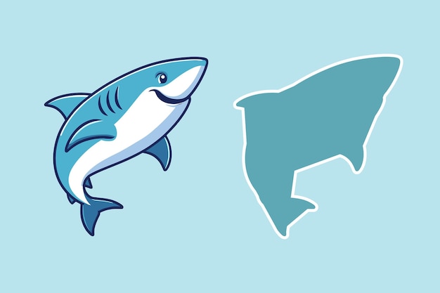 shark cartoon character sticker illustration