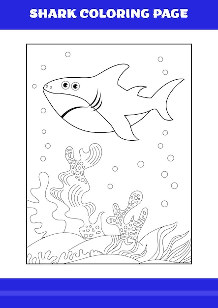 Shark Coloring Page for kids Shark coloring book for relax and meditation