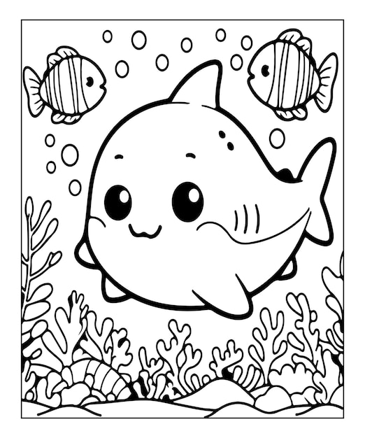 shark coloring page for kids