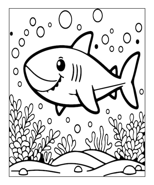 shark coloring page for kids