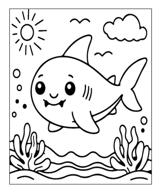 shark coloring page for kids