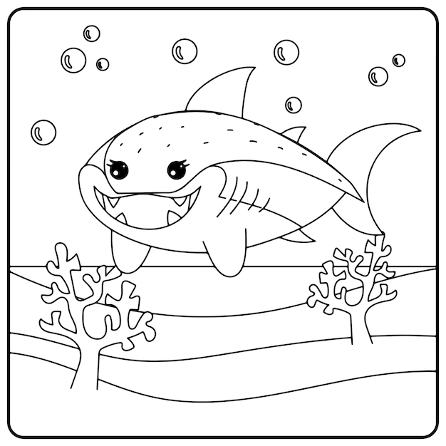 Shark Coloring Pages For Kids Premium Vector