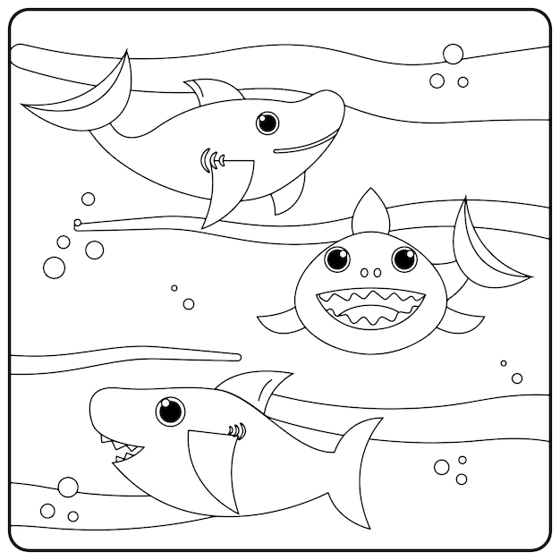 Shark Coloring Pages For Kids Premium Vector