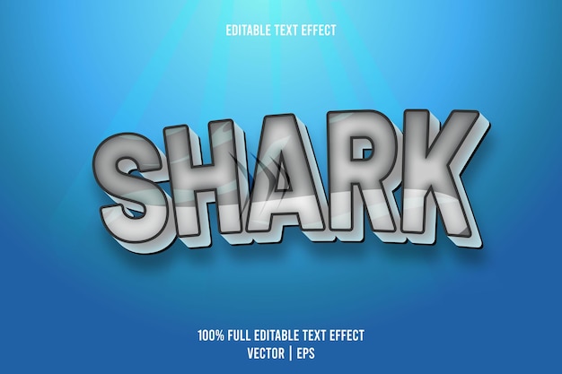 Shark editable text effect 3 dimension emboss cartoon style