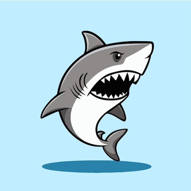 shark face and teeth showing cartoon style vector illustration