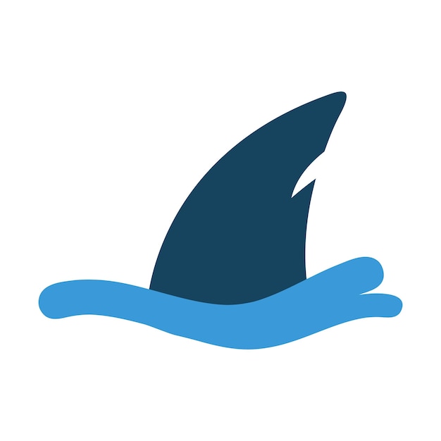 Shark fin out of water simple flat icon