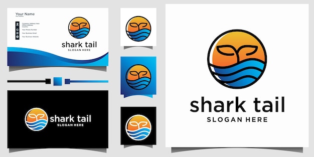 shark fin with wave logo design