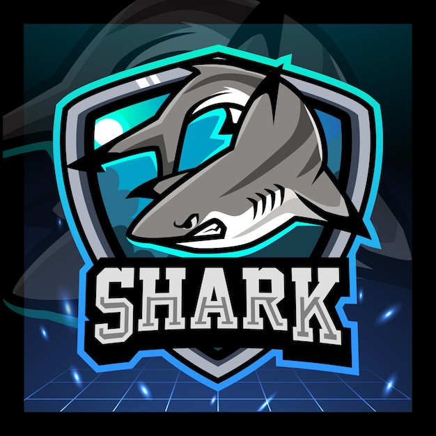 Shark fish mascot esport logo design