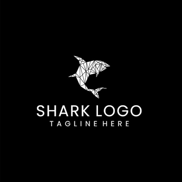 Shark geometric polygonal logo vector icon design template