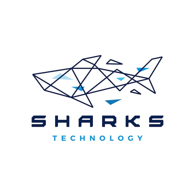 Shark geometric polygonal logo vector icon illustration