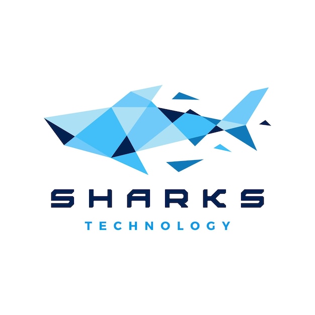 Shark geometric polygonal logo vector icon illustration