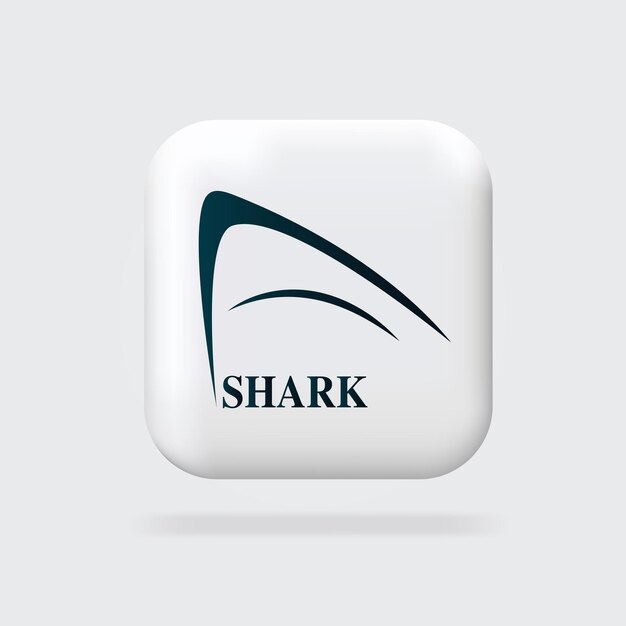 Vector shark logo design minimalistic icon web button 3d vector illustrations web bannermodern design