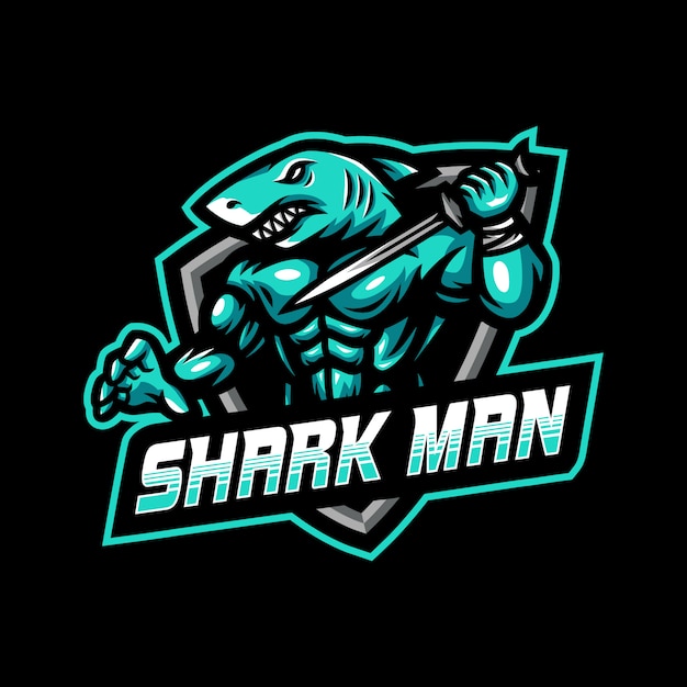 Shark man mascot logo esport gaming