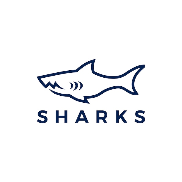 Shark monoline line art logo vector icon illustration