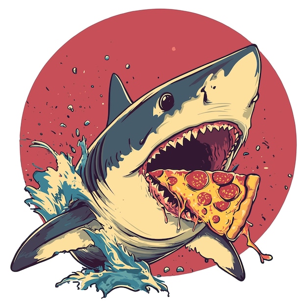 Vector shark pizza