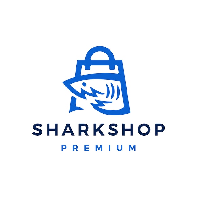 Shark shop store logo vector icon illustration