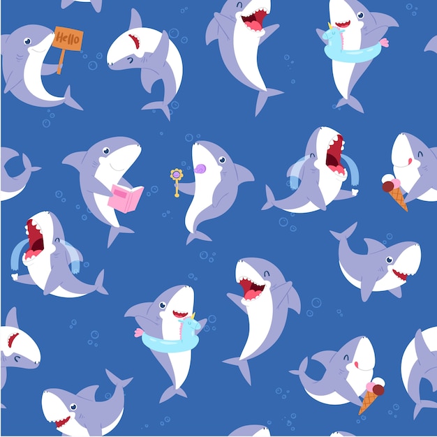 Shark underwater seamless pattern