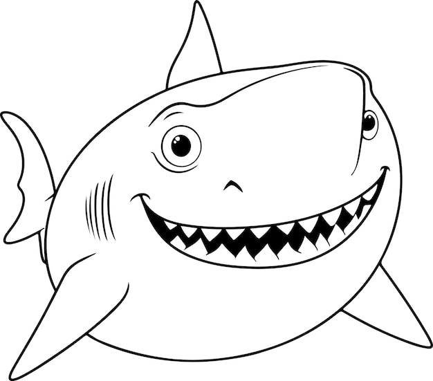 Shark vector illustration Sea animal coloring book or page for children