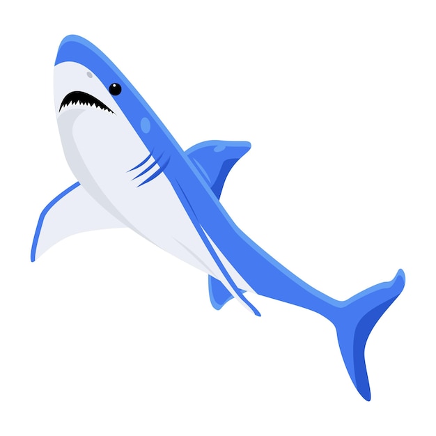 A shark with a blue body and a white face.