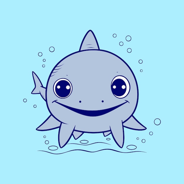 A shark with a blue face is swimming in the water.