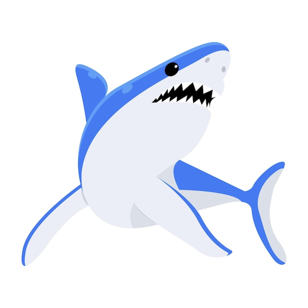 A shark with a blue and white tail.