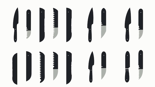 Sharp Butcher Knives Silhouettes for Culinary Professionals