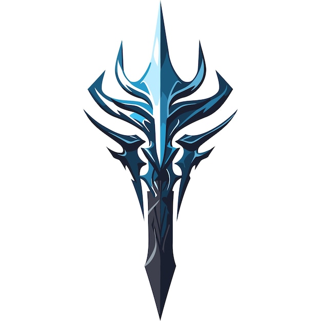 Vector sharp and stylized blue and black sword design perfect for gaming logos esports teams or fantasy branding