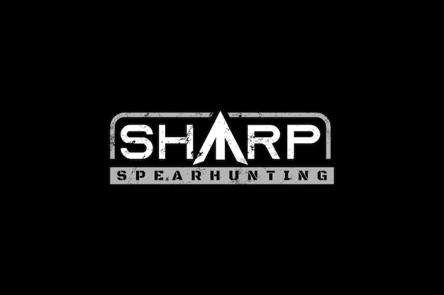 Sharp Typography with Arrowhead Bow Arrow Spear Hunting Logo Design