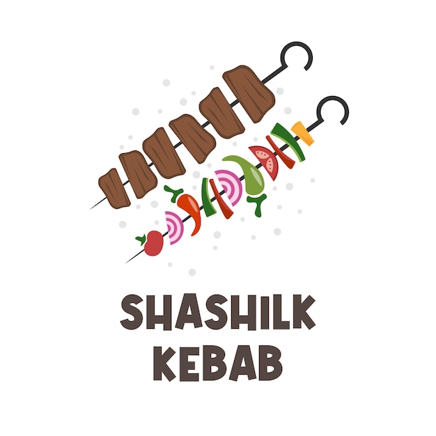 Shashlik Shish kebab vector illustration logo