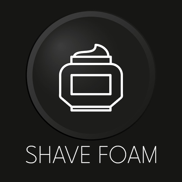 Shave foam minimal vector line icon on 3D button isolated on black background Premium VectorxDxA