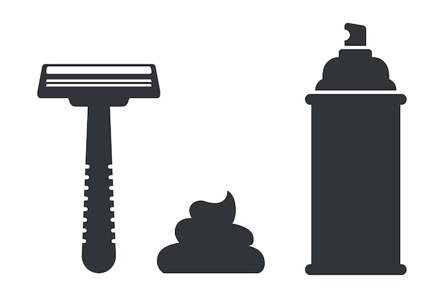 Shaving accessories icon razor and shaving foam