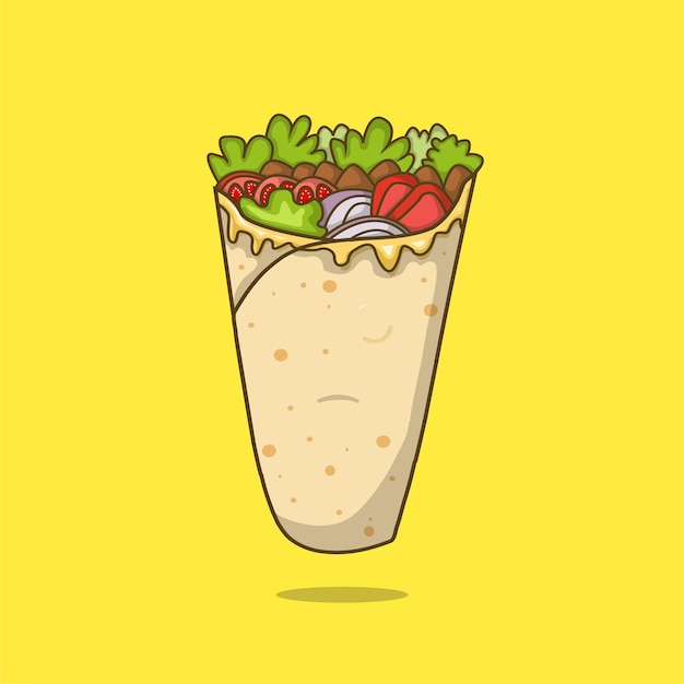 Vector shawarma  kebab gyros cartoon illustration